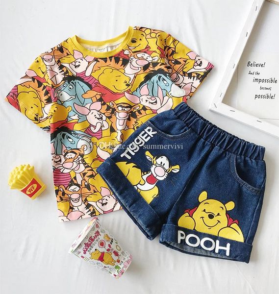 Cartoon Clothing Set Summer t-shirt with Letter Casual Printed Shorts 2PCS