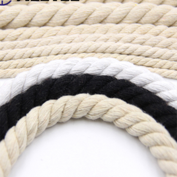 

5m/10m 6mm/8mm/10mm/12mm 3 shares twisted 100% cotton cords twisted cotton rope for bag home decor diy home textile accessories, Black;white