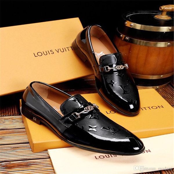 

19mm suit shoes wedding man patent leather shoes for man luxury italian brands coiffeur zapatos formal hombre man's shoes dress shoe, Black