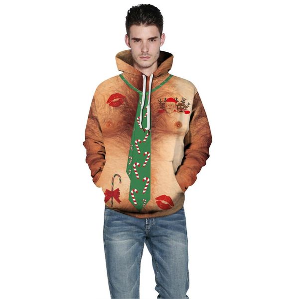 

3d christmas holiday hoodies men women designer sweatshirts hooded xmas santa claus pullovers, Black