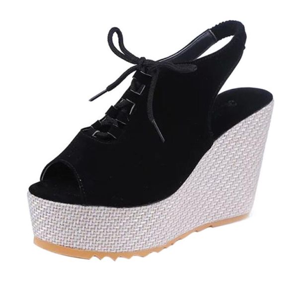 

sandals sagace fashion wedges shoes women summer suede shake thick casual breathable platform high heels 2021 x1220, Black
