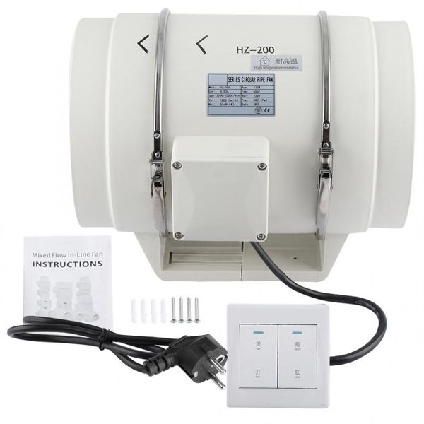 

hz-200 high efficiency inline duct fan air extractor bathroom kitchen ventilation system