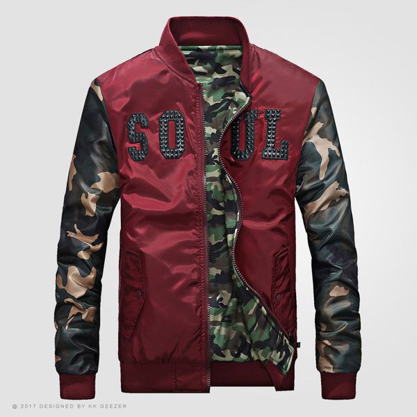 

men spring jacket bomber brand coat autumn light jacket bomber slim hip hop camp wind breaker outwear black army red, Black;brown