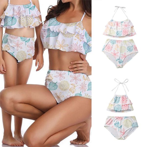 

pudcoco mother and daughter bikini family matching clothes two piece swimwear beachwear, Blue