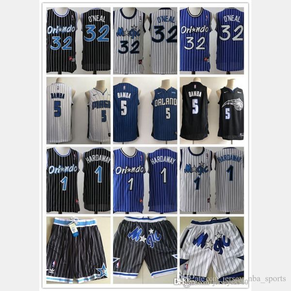 

mens orlando magic throwback jersey shaquille 32 o neal penny 1 hardaway mohamed 5 bamba basketball shorts basketball jerseys 05, Black;red