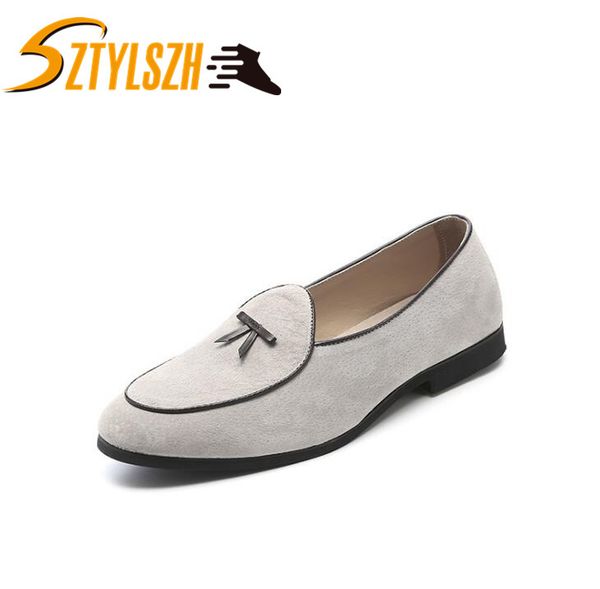 

suede leather mens casual shoes slip on loafers men fashion sneakers spring autumn male shoes classic retro moccasins, Black