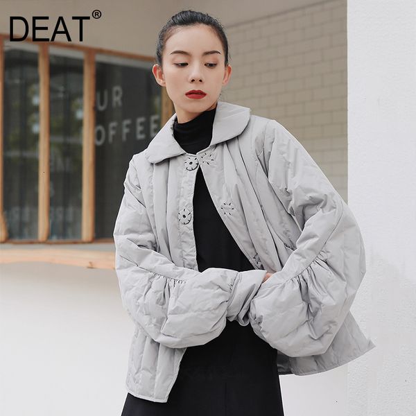

deat] loose fit pleated short down jacket new hooded long sleeve warm women parkas fashion tide autumn winter 2019 19l-a175, Black