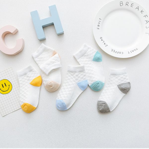 

5pairs / серия весна лето сетки тонкие хлопковые новорожденные мальчик дети носки детские носки девочки девочки детские малышей 1-12y, Pink;yellow