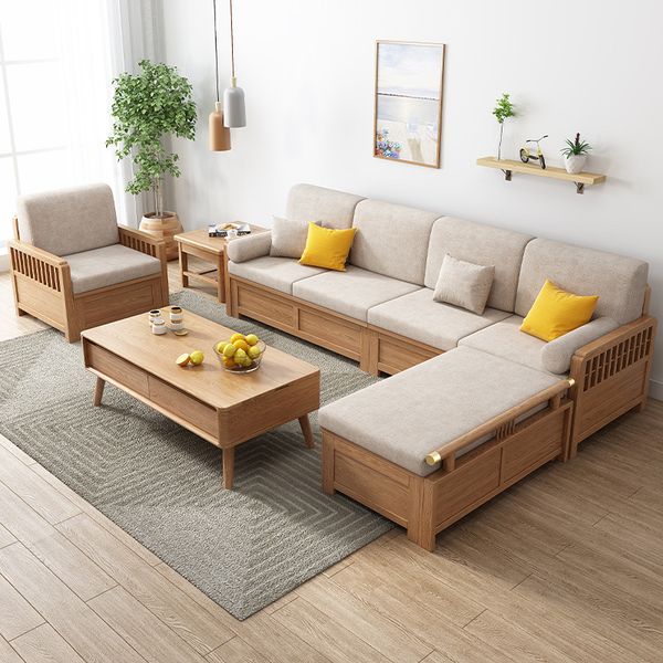

solid wood white oak sofa storage solid wood sofa northern european small-sized home sofa modern casual solid wood