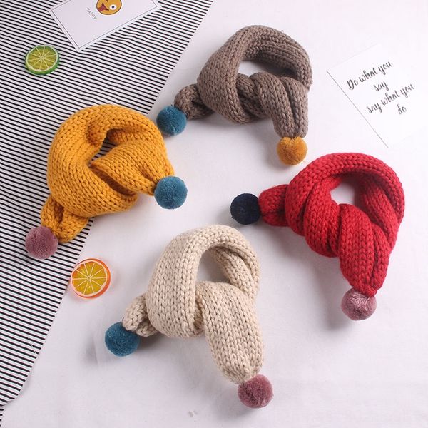 

winter children's pure color knitted wool boys and warm girls warm all-match scarf baby scarf, Red;brown