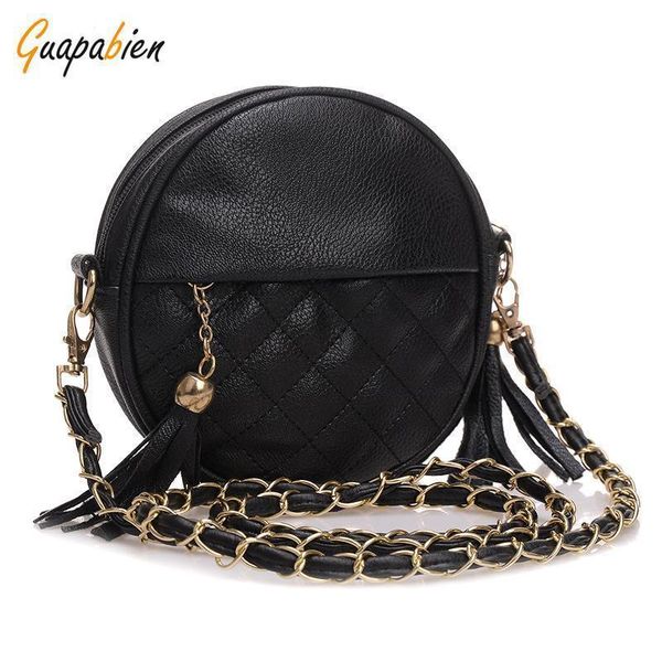 

6 candy colors small women bags round plaid girls messenger bag brand leather crossbody bags tassel chain lady handbags