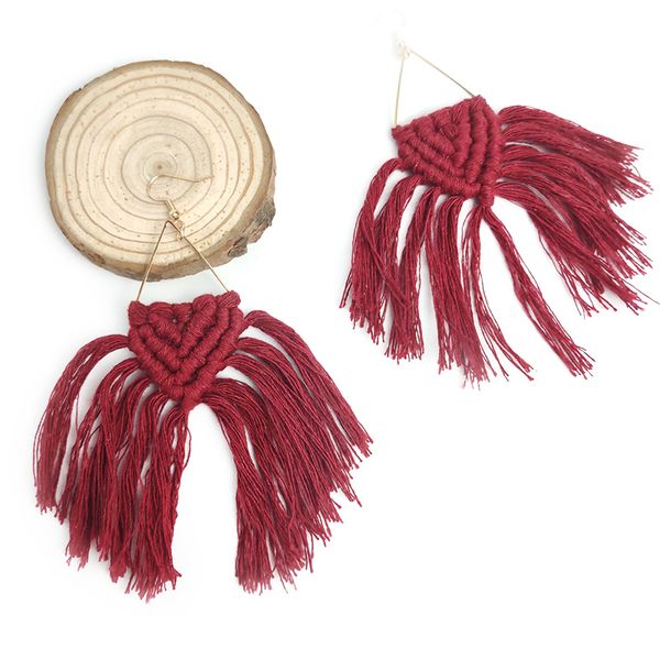 

cpop boho ручного плетение макраме серьга этнического хлопок thread elegant себе кисточка серьга невеста ювелирные производители питания, Silver