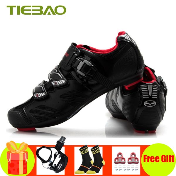 

tiebao road cycling shoes sapatilha ciclismo chaussure cyclisme route bicycle riding shoes self-locking breathable superstar, Black