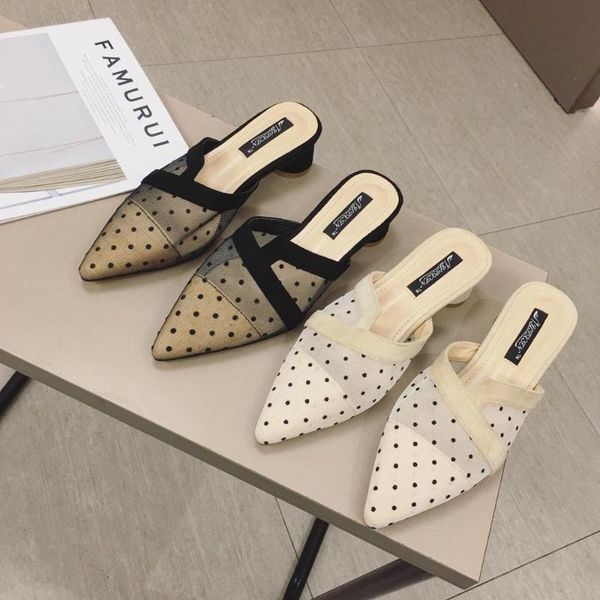 

loafers shoes square heel med woman's slippers pointed toe luxury slides shallow shose women block 2020 designer basic rome, Black