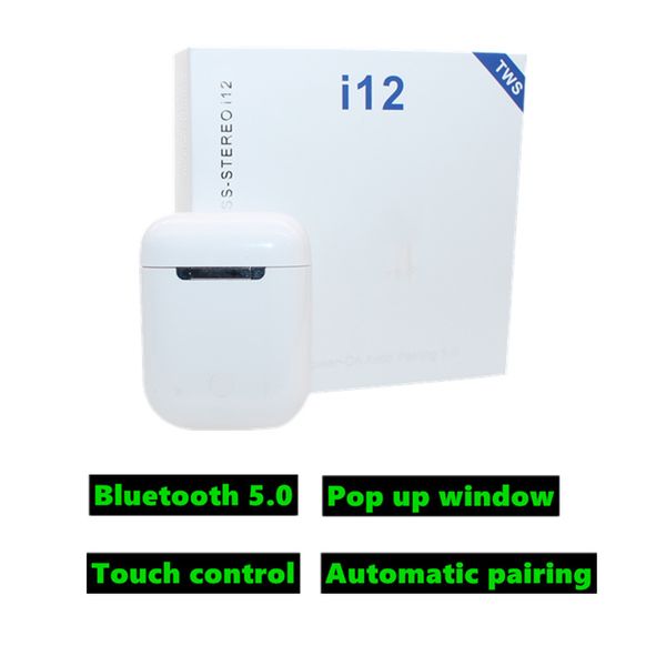 

горячая продажа i12 tws технологии bluetooth: 5.0 беспроводных наушников поддерживают наушники с сенсорным управлением беспроводной гарнитур