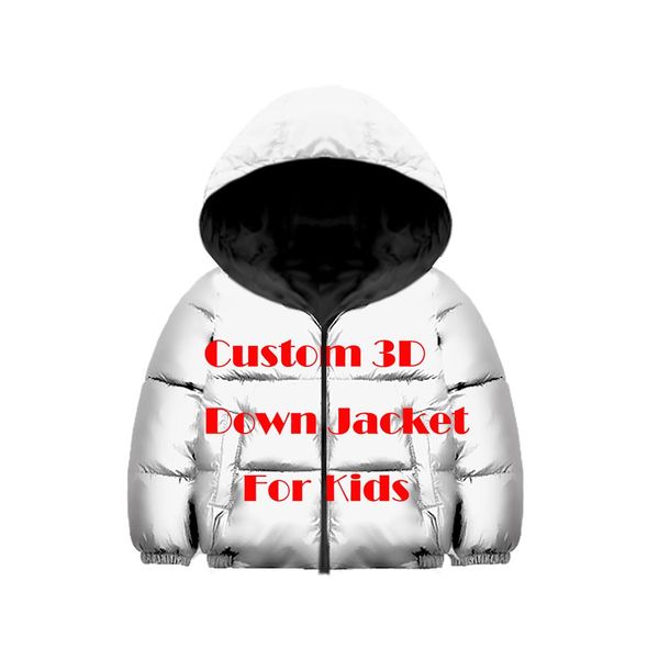 

custom diy your own picture p 3d print kids winter down jacket for girls boys children's down jacket casual winter coat, Black
