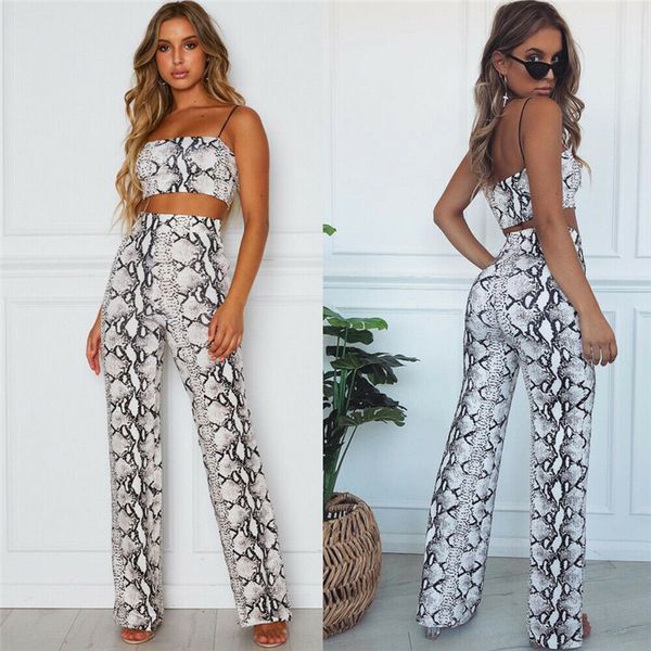 

2019 new women's snake pattern loose straight pants hippie wide leg fashion long court pants, Black;white