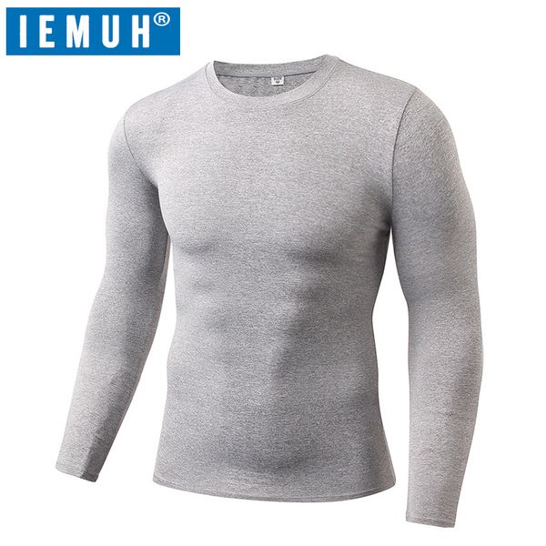 

running jerseys iemuh men's sport professional t shirt quick dry long sleeve basketball soccer training gym clothing sportswear, Black;blue