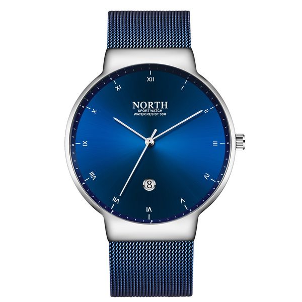 

north fashion men casual watches blue stainless steel business male watch creative simple minimalism quartz male wristwatch, Slivery;brown