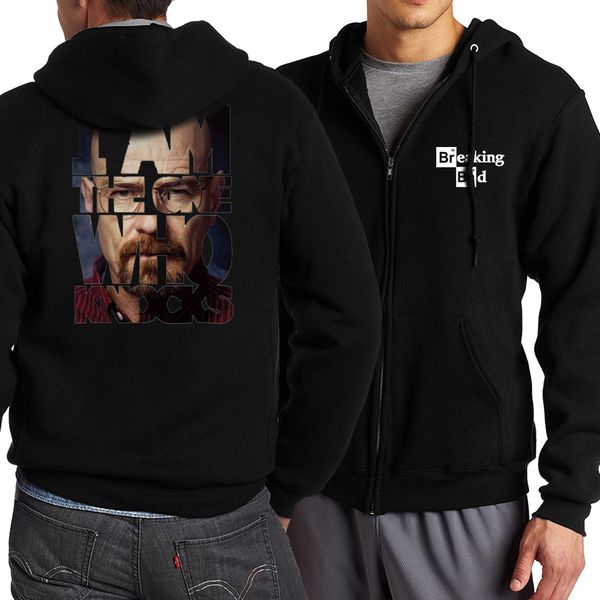 

new 2019 spring autumn breaking bad heisenberg zippered jacket men fitness hoodies men movie fans sweatshirt tracksuits, Black