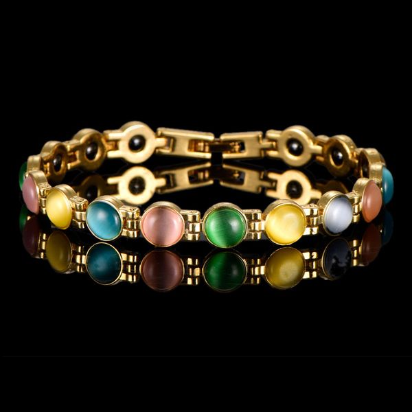 

women multicolor opal bracelets magnetic hematite copper bracelet with hook buckle clasp therapy bangles health care jewelry, Black