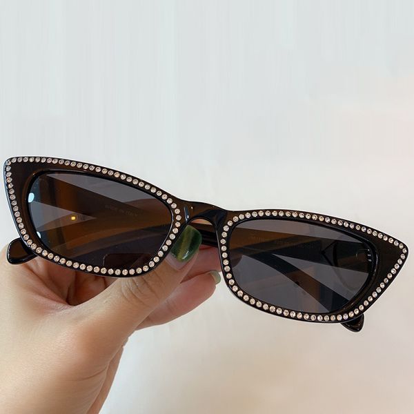 

kitten eye sunglasses women 2020 diamond frame sunglasses fashion oculos de sol femino high quality, White;black