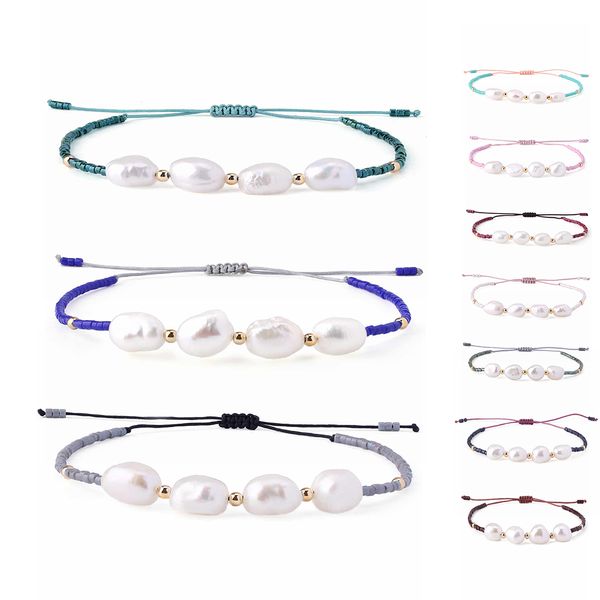 

kelitch miyuki bracelets friendship shell pearls beaded string bracelets adjustable handmade fashion women strand new, Golden;silver