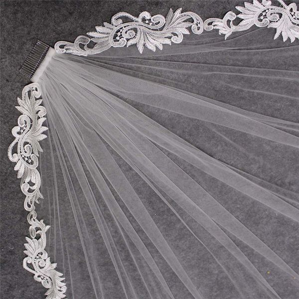 

elegant short lace wedding veil 1 meter ivory bridal veil with comb velo novia wedding accessories, Black