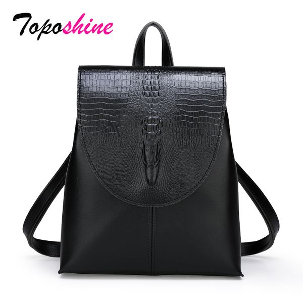 

shine alligator head women's backpacks trendy soft quality leather backpack bag korea multi-function shopping girl backpacks