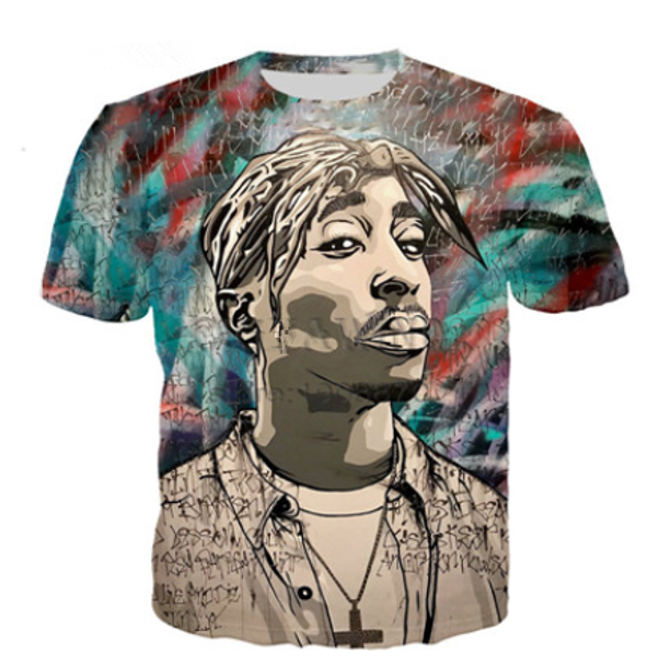 

popular singer rapper tupac 2pac t shirt men women funny 3d print summer short sleeve o neck crewneck casual a201, White;black