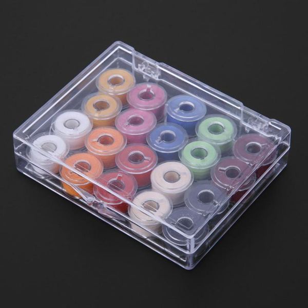 

20pcs colorful sewing threads + plastic 20 bobbins sewing machine plastic spools for home handwork accessories sewing tools