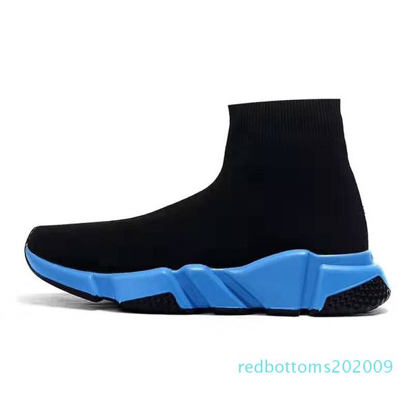 

all new speed trainers knit sock shoe original luxury designer mens womens sneakers high casual shoes runner r09, Black
