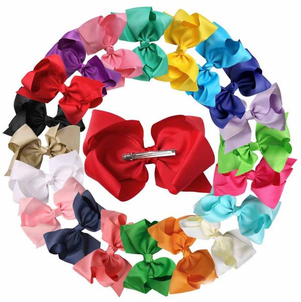

20pcs 8''big size ribbon hair bows with alligator clip hair accessories for women girls hair clip headwear  colors ins hot, Slivery;white