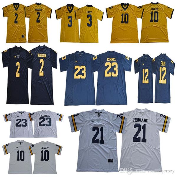 

NCAA Michigan Wolverines 10 Tom Brady 2 Woodson 3 Rashan Gary 12 Chris Evans 23 Tyree Kinnel 21 Desmond Howard College Football Jerseys