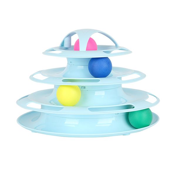 

pet cat toy new popular four-layer ball plate cat toys interactive entertainment trilaminar turntable toy for pet cats 4 ball
