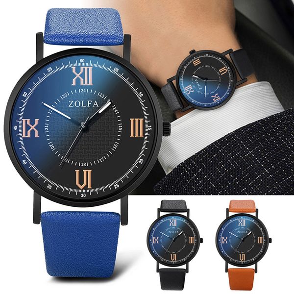 

otoky watch mens watches sleek minimalist roman scale blue glass belt men's reloj men's quartz watch wristwatch clock 19april19, Slivery;brown