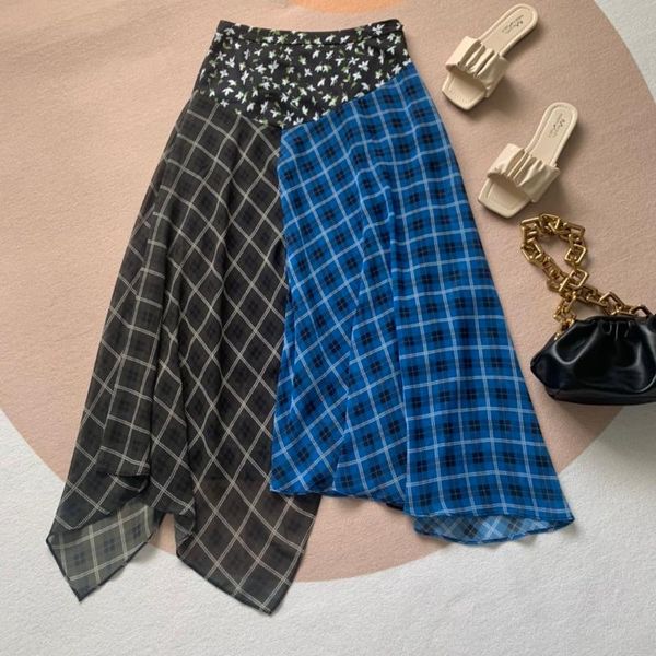 

2020 new ladies fashion three-color stitching irregular skirt 0628, Black