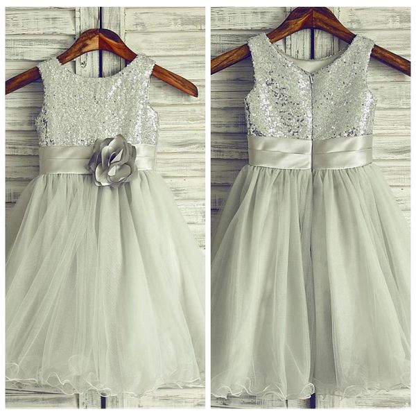 

bling bling sequins a-line flower girls dresses tulle formal sleeveless customized 2021 birthday party gowns girls formal wear, White;blue