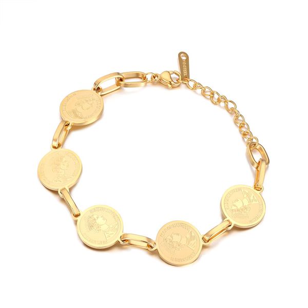 

new arrive classic 5 circles empress head portrait bracelet stainless steel women bracelet jewelry wholesale jewelry, Golden;silver