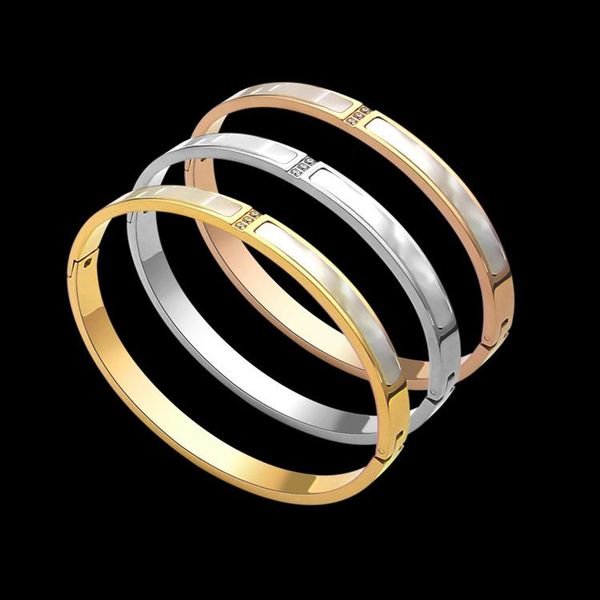 

factory wholesale explosions three diamond shell bracelet 18k rose gold white shell bracelet fashion joker bracelet, Black