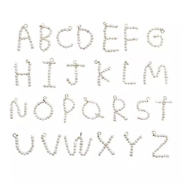 

A-Z Letter Necklace Natural Baroque Shaped Pearl Gold Plated Designer Custom name necklace Hip Hop Necklace