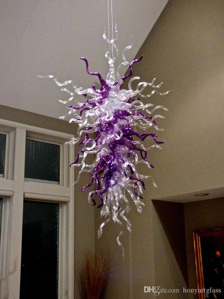 

elegant purple color long chandelier lamp led ce ul mouth blown borosilicate glass modern chandelier lighting