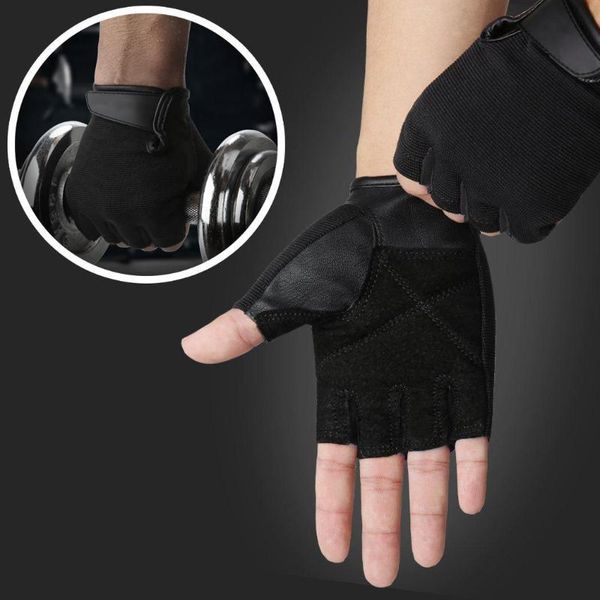 

men cycling rowing weightlifting power grip half adults finger sports black pair of exercise gloves