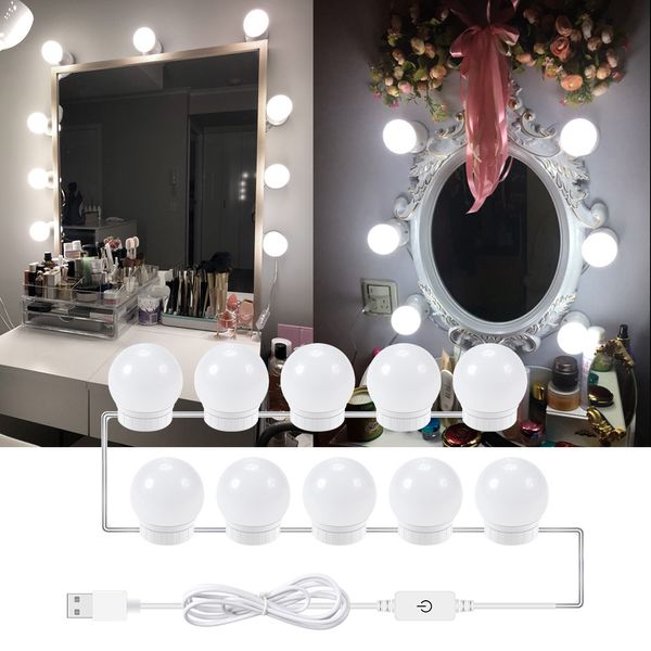 6 10 14 Glühbirnen stufenlos dimmbar Wandleuchte 12 V LED-Make-up-Spiegel-Glühbirnen-Set für Schminktisch Hollywood-Waschtischleuchten MS010