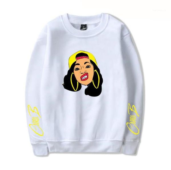 

womens hoodies fashion cardi b digital print sweatshirts ladies colorful long sleeve o neck, Black