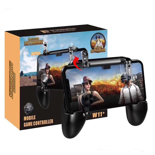 

w11+ pugb mobile game controller fire pubg mobile joystick gamepad metal l1 r1 button for iphone gaming pad android
