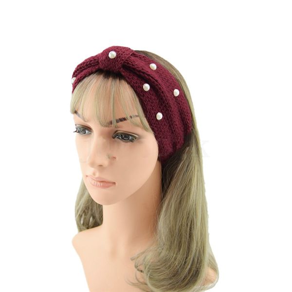 Forma-inverno mais quente Orelha malha Headband Turban para acessórios do cabelo Lady Mulheres Crochet Bow WidStretch Hairband Headwrap para a menina dc983