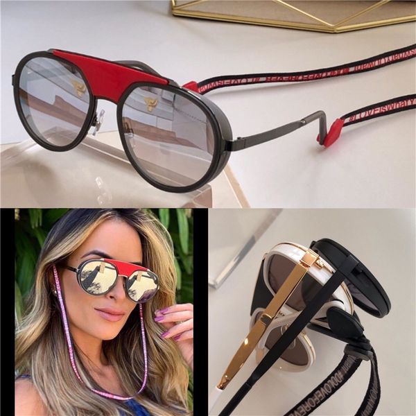

design lens women new avant-garde sunglasses round retro frame 2210 rope with color lens pop coated style uv400 fashion quality, White;black