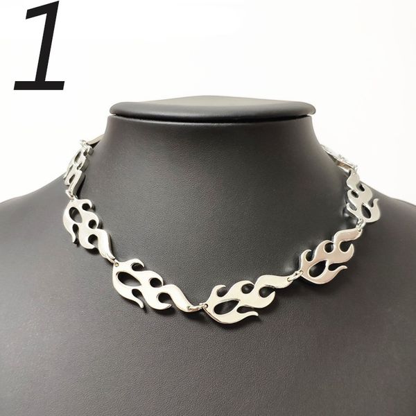

hip hop flame necklace streetwear choker necklace accessory hip hop cool chain necklace for hip hop male female lovers, Silver