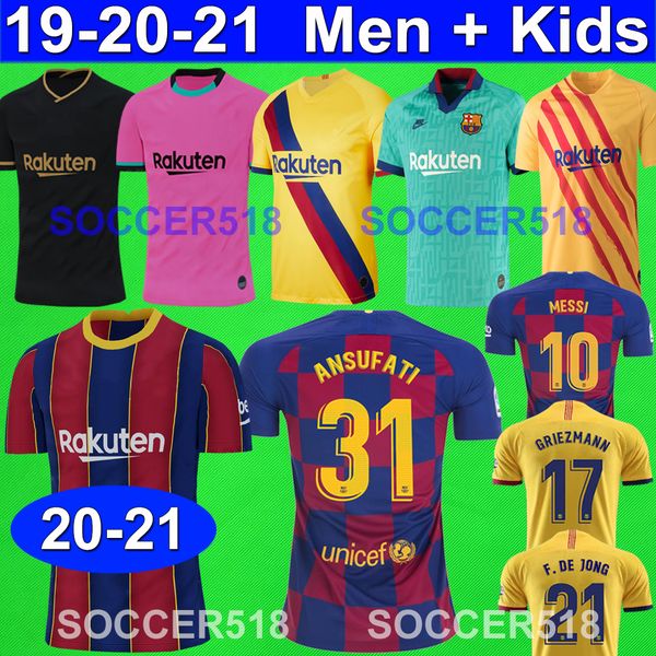 

2020 2021 braithwaite ansu fati 2019 2020 senyera fourth 4th soccer jerseys arthur suÃ¡rez kids kits griezmann de jong arthur pique, Black;yellow